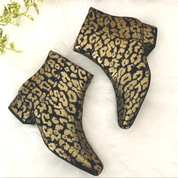 Comfortview® The Henley Fab Leopard Metallic Gold  Bootie  7 wide 7W 7WW - Picture 1 of 8